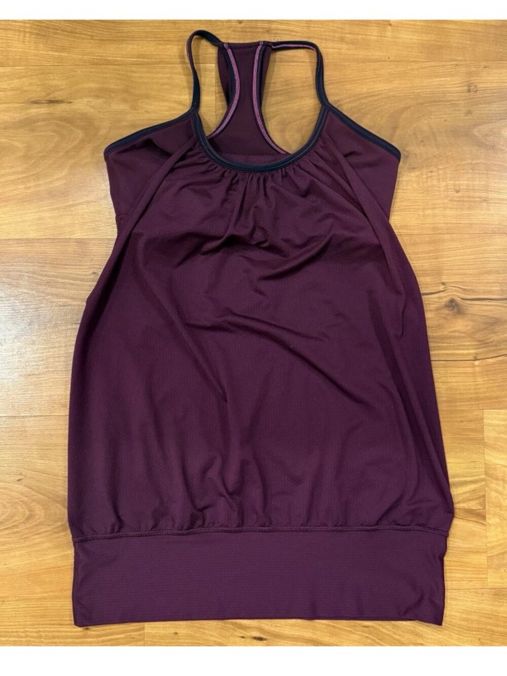 Lululemon Top Women's 0 Purple Stretch Racerback Banded Shirt Over Jog Bra